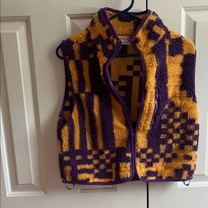 Purple and Yellow Geometric Fleece Vest
